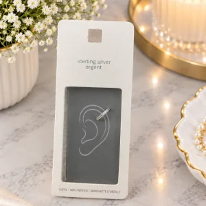 گوشواره پرسینگ نقره 925 عیار تک حلقه درخشان
