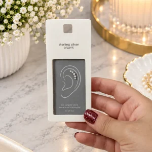 پیرسینگ نقره 925 عیار پنج گوی نگینی